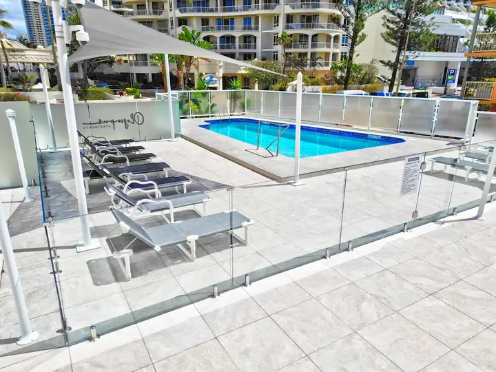 Pool deck with sun loungers